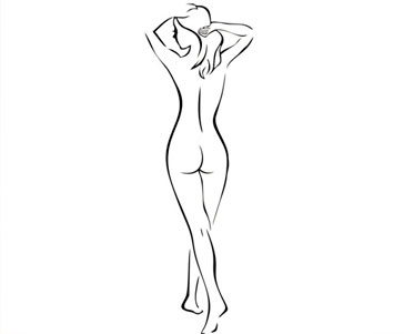 Lipoescultura desenho de silhueta feminina demonstra ação da lipoescultura para contorno corporal